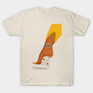 Golden high heel shoe with hearts T-Shirt